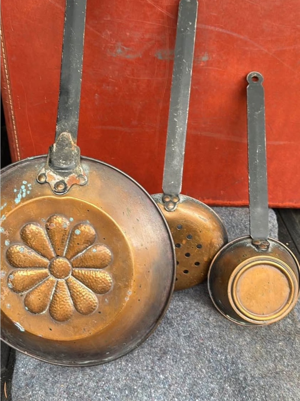 Vintage Copper Kitchen Ladle and Skimmer Set - Copper Finish